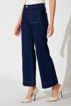 Clearance Juan High Rise Wide Leg Jean In Dark Indigo Denim Bottoms|Denim