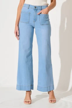 Outlet Juan High Rise Wide Leg Jean In Light Blue Denim Bottoms|Denim