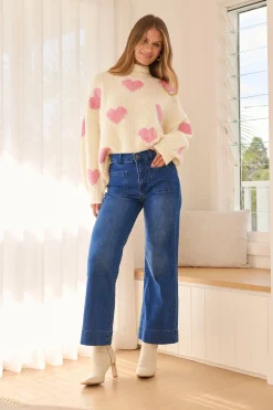 Outlet Juan High Rise Wide Leg Jean In Dark Blue Denim Bottoms|Denim