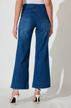 Outlet Juan High Rise Wide Leg Jean In Dark Blue Denim Bottoms|Denim