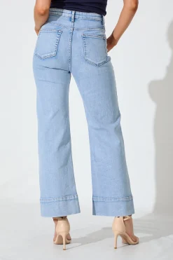 Discount Juani High Rise Wide Leg Jean In Light Blue Denim Bottoms