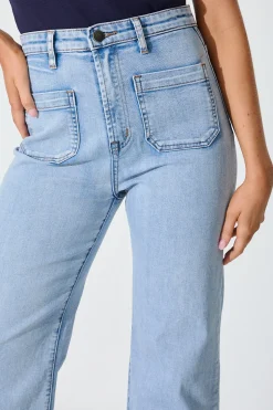 Discount Juani High Rise Wide Leg Jean In Light Blue Denim Bottoms