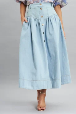 Online Judith Maxi Denim Skirt In Light Blue Bottoms|Denim