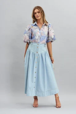 Online Judith Maxi Denim Skirt In Light Blue Bottoms|Denim