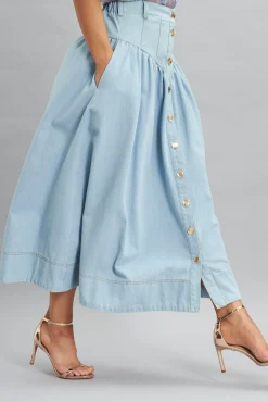 Online Judith Maxi Denim Skirt In Light Blue Bottoms|Denim
