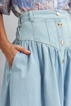 Online Judith Maxi Denim Skirt In Light Blue Bottoms|Denim