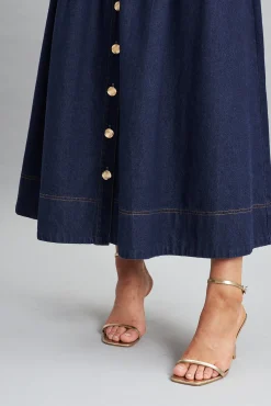 New Judith Maxi Denim Skirt In Dark Blue Bottoms|Denim