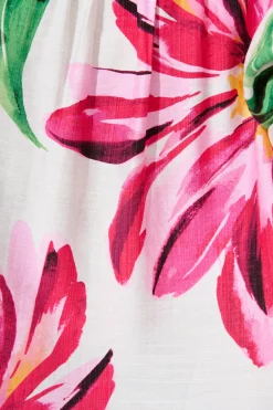 Fashion Jupiter Shirt In White With Pink Floral Tops|Casual
