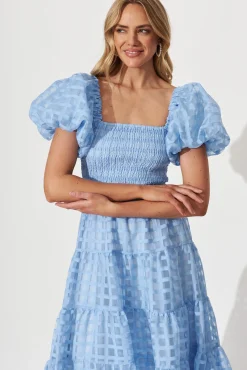 Sale Kaitlyn Midi Dress In Sky Blue Organza Dresses|Cocktail