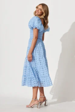 Sale Kaitlyn Midi Dress In Sky Blue Organza Dresses|Cocktail
