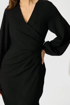 Best Kalisha Midi Dress in Black Satin Dresses|Party