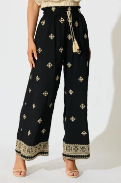 Best Katana Pant in Black Embroidery Bottoms|Pants
