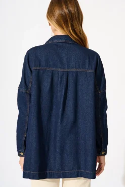 Discount Katya Shacket in Dark Blue Denim Outerwear|Outerwear