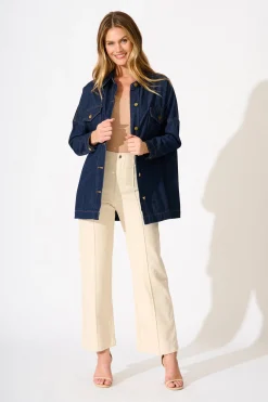 Discount Katya Shacket in Dark Blue Denim Outerwear|Outerwear