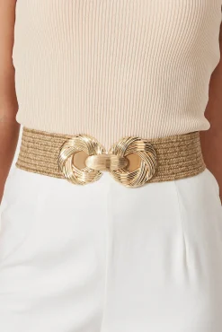 Discount Katya Stretch Straw Belt In Light Brown Belts
