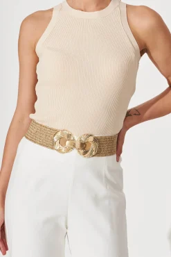 Discount Katya Stretch Straw Belt In Light Brown Belts