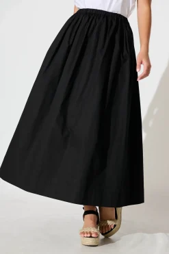 Best Keeney Maxi Skirt in Black Cotton Bottoms|Skirts & Shorts