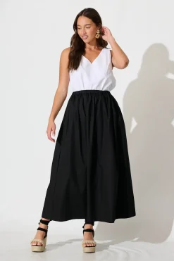 Best Keeney Maxi Skirt in Black Cotton Bottoms|Skirts & Shorts
