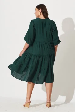 Hot Kehlana Tiered Smock Dress In Emerald Green Dresses|Casual