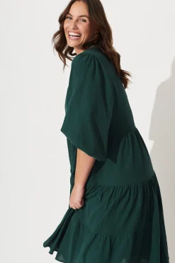 Hot Kehlana Tiered Smock Dress In Emerald Green Dresses|Casual
