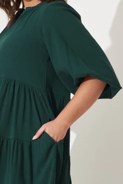 Hot Kehlana Tiered Smock Dress In Emerald Green Dresses|Casual