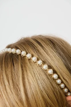 Best Keira Headband in Gold with Pearl Hair Accessories
