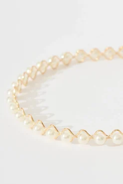 Best Keira Headband in Gold with Pearl Hair Accessories