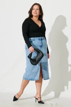 Online Kennedi Mock Wrap Top In Black Jersey Tops|Casual