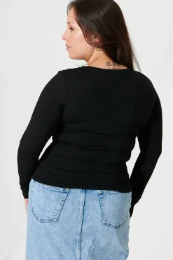 Online Kennedi Mock Wrap Top In Black Jersey Tops|Casual