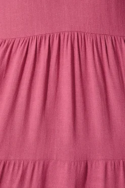 New Kristen Midi Smock Dress In Deep Rose Linen Blend Dresses|Casual