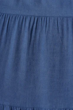 Sale Kristen Midi Smock Dress In Blue Linen Blend Dresses|Casual