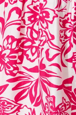 Hot Kristianne Midi Dress In White With Pink Floral Dresses|Casual