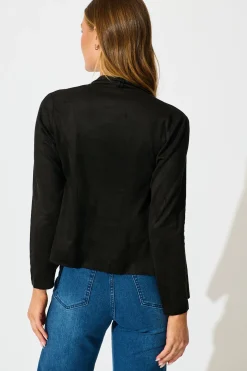 Best Kylah Waterfall Jacket in Black Suedette Outerwear|Outerwear
