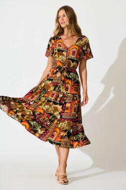 Discount Laconia Midi Dress In Black Multi Print Dresses|Casual