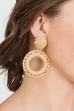 Discount Lalla Drop Earrings In Woven Rattan Jewellery