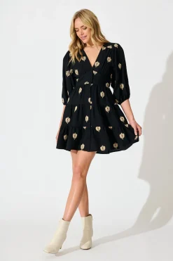 Outlet Lanetta Dress in Black Embroidery Dresses|Casual
