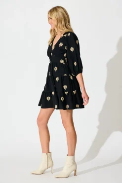 Outlet Lanetta Dress in Black Embroidery Dresses|Casual