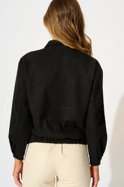 Outlet Laney Jacket in Black Suedette Outerwear|Outerwear