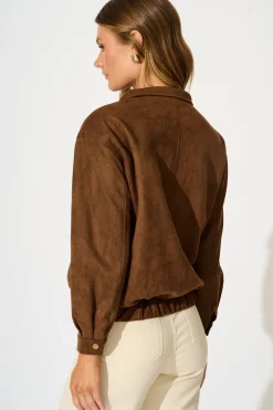 Discount Laney Jacket in Tan Suedette Outerwear|Outerwear
