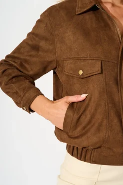 Discount Laney Jacket in Tan Suedette Outerwear|Outerwear