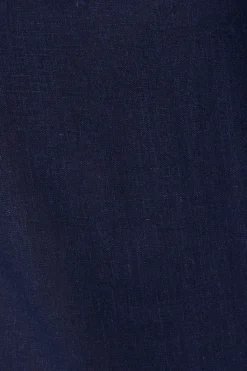 Best Lanie Top In Navy Cotton Linen Tops|Casual