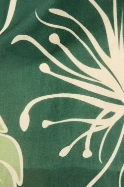 Sale Larson Midi Shirt Dress in Green with Cream Leaf Linen Blend Dresses|Casual