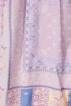 Fashion Layton Maxi Shirt Dress in Lilac and Blue Patchwork Dresses|Party