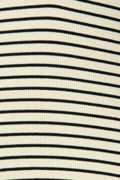 Online Leighton Top in Cream with Black Stripe Cotton Blend Tops|Casual