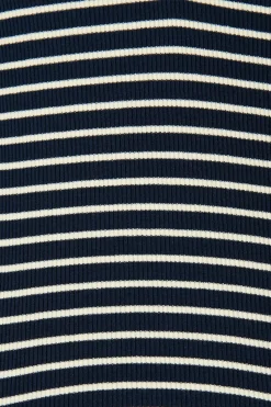 Sale Leighton Top in Navy with Cream Stripe Cotton Blend Tops|Casual