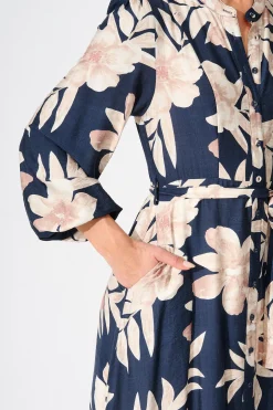Online Leilani Maxi Dress in Navy with Cream Floral Dresses|Casual