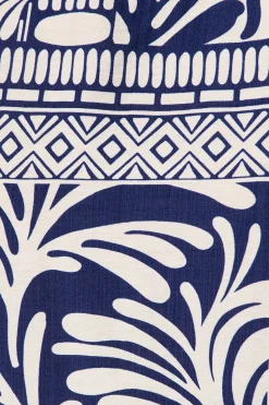 Clearance Leona Top in Navy and Cream Tile Print Tops|Casual
