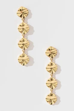 Discount Leonora Textured Metal Drop Earrings in Gold Jewellery