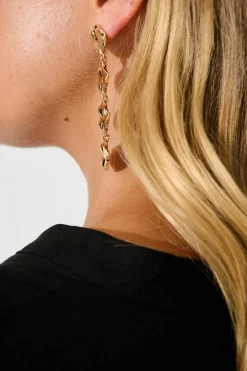 Discount Leonora Textured Metal Drop Earrings in Gold Jewellery