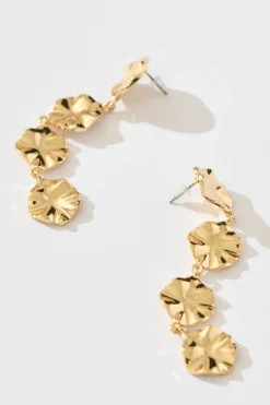 Discount Leonora Textured Metal Drop Earrings in Gold Jewellery